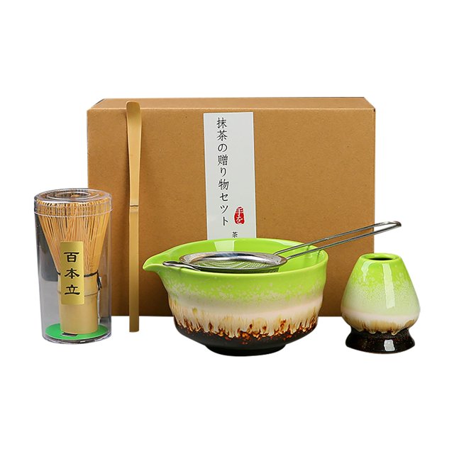 Classic Kitchen Accessories, Premium Matcha Tea Set with Whisk Ceramic Bowl Holder Matcha Making Kit for Traditional Japanese Tea Ideal Matcha Set for Beginners And