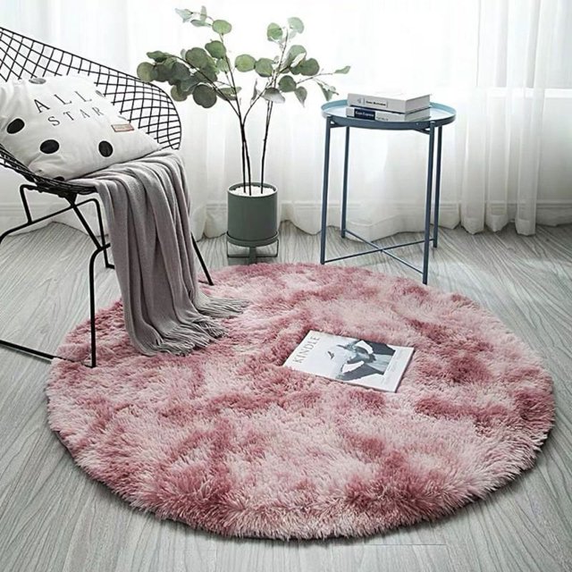 Fluffy Circle Rug for Bedroom Kids Room Teen‘s Room Shaggy Circular Rug for Nursery Room Cute Room Decor for Baby
