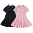thumbnail image 3 of Robes Filles Manches Courtes Col en V Chemise Princesse Décontractée Robe Filles Rose 7-8 Ans, 3 of 3