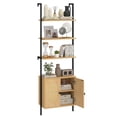 thumbnail image 1 of Costway 1 PCS Ladder Bookshelf with Rattan Cabinet 71" Tall Wall Mounted Bookcase Natural, 1 of 10