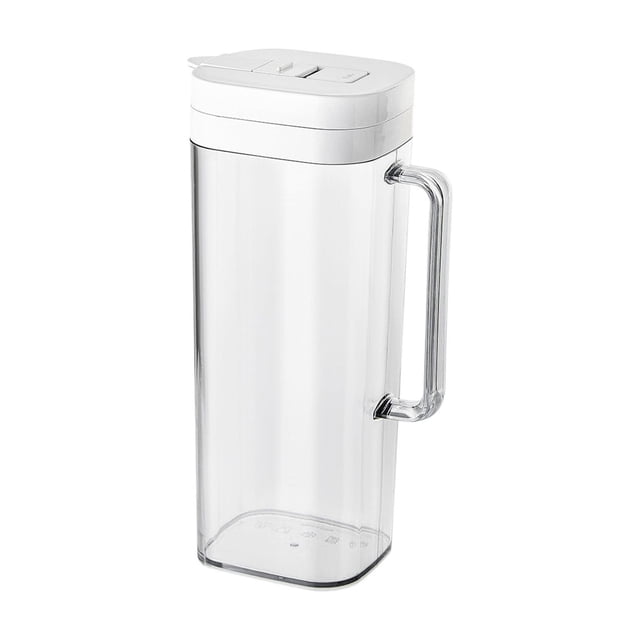 Pichet en Plastique avec Couvercle, Carafe d'Eau de Réfrigérateur avec Poignée pour Boissons Chaudes/froides, Doté d'Un Corps transparent en Matériau transparent d'Une Capacité de 2 Litres. le Pichet a un Couvercle à Rabat pour un Versement Facile, une Poignée Robuste et une base stable. Il Résiste aux Températures de -20 °C à 120 °C, Ce Qui le Rend Adapté aux Boissons Chaudes et Froides comme l'Eau, le Thé Glacé, le Jus et les Infusions à Froid. le design Élégant et transparent Complète les Cuisines et Salle à Manger Modernes