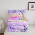thumbnail image 4 of YST Mermaid Tail Comforter Set, Rainbow Bedding Sets for Girls, Kawaii Reversible Stars Quilt Bed Set, King Size, 4 of 6