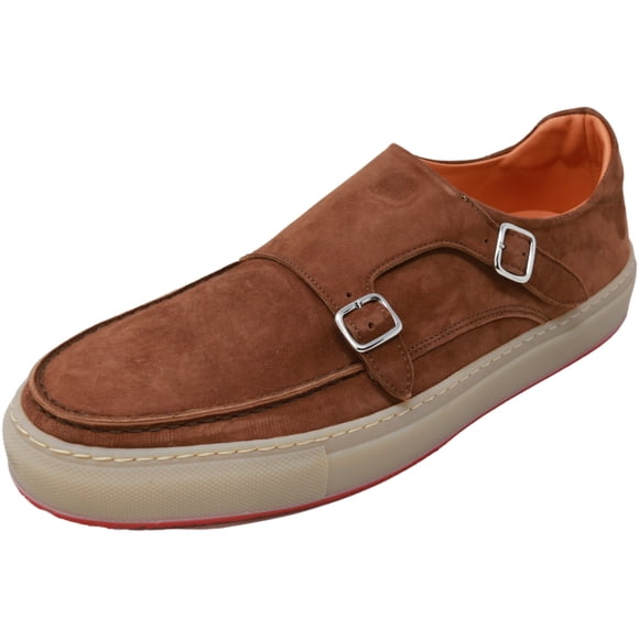 Andrea Ventura Firenze Chaussures Moine en Cachemire pour Homme Pf 2T Marron Mocassins en Cuir à la Cheville et à Enfiler - 10,5 m