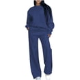 thumbnail image 2 of Wensltd Ensemble à Capuchon pour Femmes Couleur Unie Décontracté Col Ras du Cou Manches Longues Haut et Pantalon, 2 of 7
