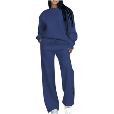 Chandail à Capuchon pour Femmes Ensemble Deux Pièces Col Rond Manches Longues Pantalon Taille Serrée