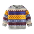 thumbnail image 1 of MIASHUI Chandail à Col Rond pour Garçons et Filles Tout-Petits, Manches Longues, Rayé, Tricot, Hiver, Gris, 3-4 Ans, 1 of 3