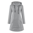 thumbnail image 4 of cfhntfmh Robes Chandails pour Femmes Confortables à Manches Longues Robe à Capuche Surdimensionnée Automne Douce Couleur Unie Robe Mini avec Poches, 4 of 5
