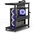 thumbnail image 1 of Adjustable Computer Tower Stand with Storage Rack 2-Tier Rolling CPU Holder Cart with Locking Wheels for Home Office Gaming Black, 1 of 8