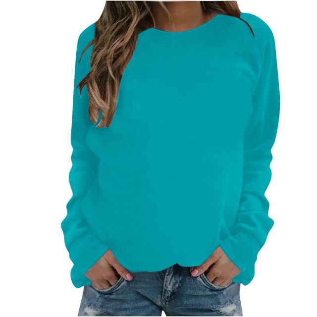 Mrat Robe Chandail pour Femme à Imprimé Chandails à Manches Longues Chandail à Col Rond Chandail Blouse Ample Chemise Imprimée Chandails à Capuchon Blouse Décontractée Blouse Sans Capuche Tunique Chandail pour Femmes Bleu P