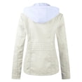 thumbnail image 4 of IMENGL Veste Zippée à Col Montant Ajustée en Cuir PU style Moto, Blanc 2TG, Taille M-4TG, 4 of 6