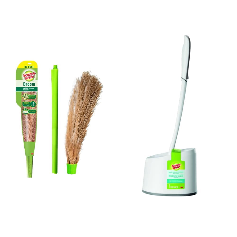 Scotch-Brite No-Dust Broom | Long Handle, Easy Floor Cleaning - Multi-Use, Flexible & Reaches Corners | Premium Look, Rubber Grip For Better & Comfortable Hold Broom | Hard Floor, Home Cleaning