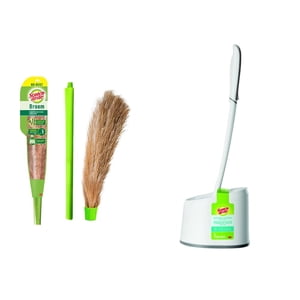 Scotch-Brite No-Dust Poignée longue, nettoyage de sol facile - Multi-usage, flexible & Atteindre les coins de la gamme Premium Look, la poignée en caoutchouc pour mieux & Confortable Hold Broom, nettoyage à domicile