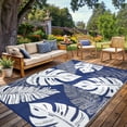 thumbnail image 2 of Tapis d'Extérieur Réversible Imperméable 8x10 Pi – Tapis Moderne en Paille Plastique – Pliable, Léger, Résistant aux UV, Sac de Rangement – Bleu Marine/blanc, É.-U., 2 of 8