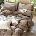 thumbnail image 4 of Bedding Duvet Cover Set Washed Cotton Linen Like Textu Breathable Durable Soft Comfy (Tannish Linen Grey Queen), 4 of 9