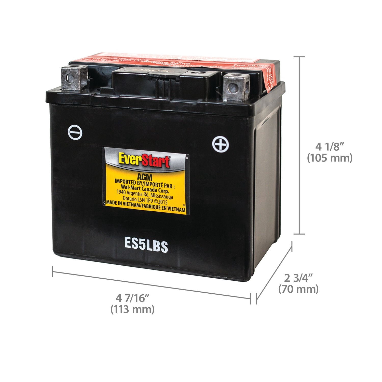 EverStart Power Sport ES5LBS – 12 Volts, Batterie de sport motorisé, 75 ADF