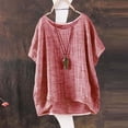 thumbnail image 2 of Hot Sale!!Women's Summer Short Sleeve Solid Casual Loose Linen Top, 2 of 3
