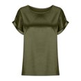 thumbnail image 5 of EQWLJWE Hauts d'Été pour Femmes Hauts pour Femmes Liquidation Mode T-Shirt d'Été pour Femme à Col Rond Uni à Manches Courtes Aguichant Blouse, 5 of 5