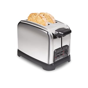 Hamilton Beach Retro Toaster with Wide Slots, Sure-Toast Technology, Bagel & Defrost Settings, Auto Boost to Lift Smaller Breads, 2 Slice, Polished Stainless Steel (2278
