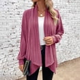 thumbnail image 2 of Yuyuzo Womens Cardigan Long Sleeve Irregular Hem Drape Open Front Knit Solid Color Cardigan Sweater Fall, 2 of 5