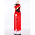 thumbnail image 3 of Moggemol Robe de Danse Sans Manches pour Filles Robe de Danse Contemporaine Fendue Longue Jupe Rouge 12, 3 of 7