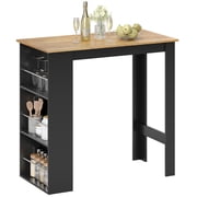 HOMCOM Bar Table Dining Table with 3 Shelves for Kitchen, Walnut