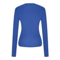 thumbnail image 4 of AherBiu Womens Tops Fall Long Sleeve Crewneck Basic Layering Cropped Tops Slim Tight Stretchy Tshirts, 4 of 5