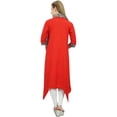 thumbnail image 1 of Bimba Robe d'Été Ethnique pour Femme en Rayonne Rouge avec Foulard, Ourlet Asymétrique - 26, 1 of 4