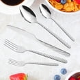 thumbnail image 4 of EGNMCR Kitchen Essentials Kitchen Gadgets Stainless Steel Twists Handle Cutlery Western Steak Knife Fork And Spoon Set Twisted Rope Embossed Floral Cutlery Spoon Stainless Steel Cutlery, 4 of 6