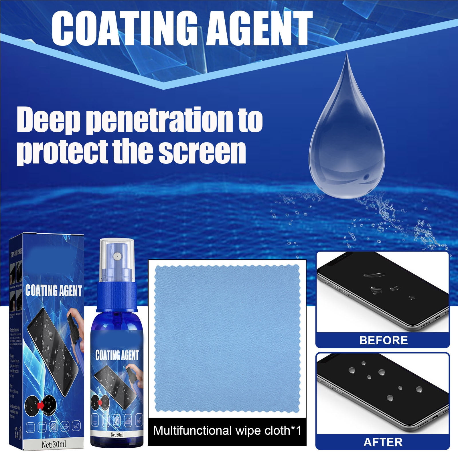 Liquid Screen Protector Spray Coating Agent 9H Hardness Film Oleophobic Protective Spray For Phones Cameras Tablets 30ml, Czzoypi 2025 Liquid Screen Protector Spray Coating
