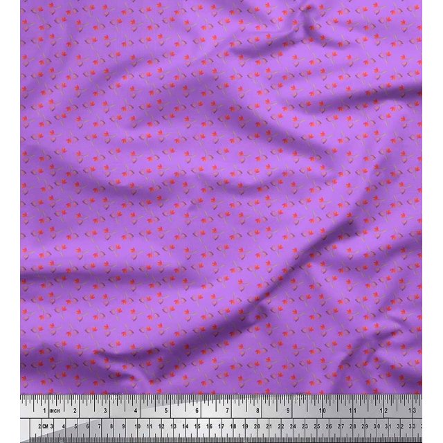 Soimoi Satin Silk Fabric Flower Artistic Fabric Prints by Yard 42 Inch Wide
