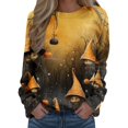 thumbnail image 1 of Pullover Tops For Womens Print O Neck Sweatshirt  Neck Fit Pullover Tops Suitable Long Sleeve Workout Shirts Loose Blouse, 1 of 4