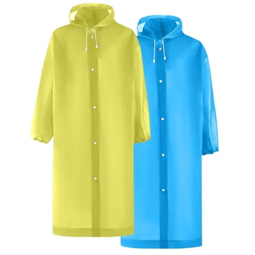 Lot de 2 Imperméables Ponchos Portatifs, Cameland Manteau de Pluie Imperméable en EVA Réutilisable pour Hommes et Femmes, Manteaux de Pluie Durables Poncho de Pluie à Manches Longues pour Activités de Plein Air