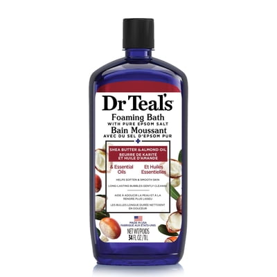 Dr Teal’s Foaming Bath with Pure Epsom Salt, Shea Butter & Almond, 34 fl oz