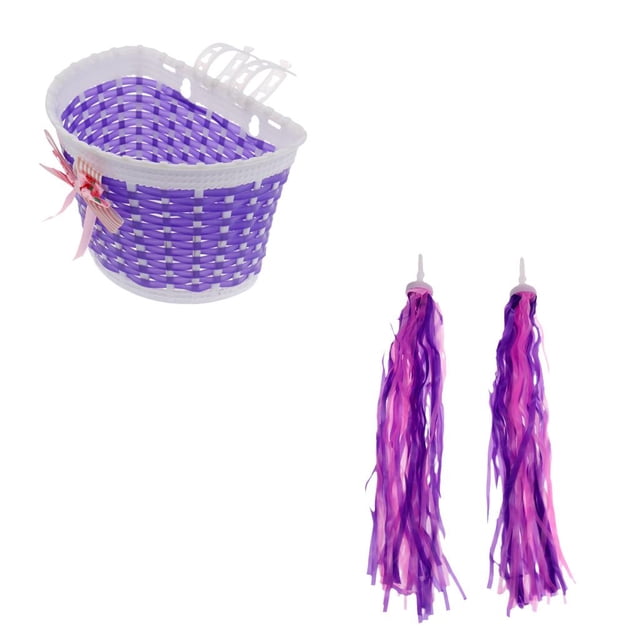 Girls Bike Front Basket Shopping Holder Case & Scooter Streamers Tassels