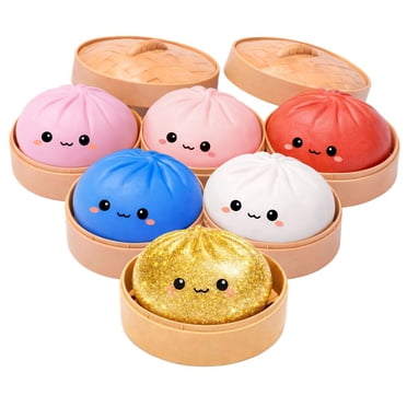 Lucky Bao Dumpling Squishy Mystère – Jouet Sensoriel Surprise à Collectionner avec Panier Vapeur, Dès 3 Ans