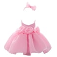 thumbnail image 1 of WEAIXIMIUNG Robes Florales Courtes pour Adolescentes, Robe de Fête Sans Manches, Couleur Unie, Robe de Fête d'Anniversaire avec Bandeau, 1 of 4