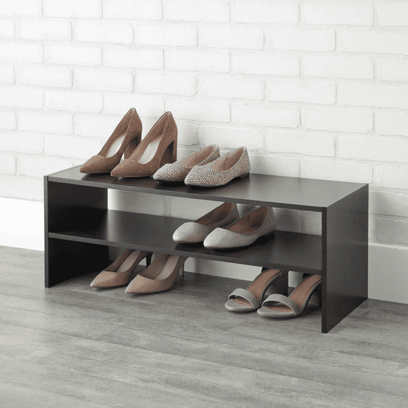 Mainstays 31" 2-Tier Stackable Shoe Rack, Espresso