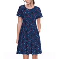 thumbnail image 1 of Bixox Women's Short Sleeve Summer Dress Loose Swing Knee Length Dresses with Pockets-Tennis Racket, 1 of 7