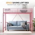 thumbnail image 4 of Ktaxon Loft Bed Full Size with Flat Rungs, No Box Spring Required,Heavy Duty Metal Slat Support,White, 4 of 10