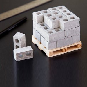 Bâtiment & Ensemble de briques de ciment pour jouets de construction 32Pcs pour les enfants Educational Building Block Toy par Wall Brick Construction, 1.4 cmx2,8 cmx0,9 cm, Gris foncé