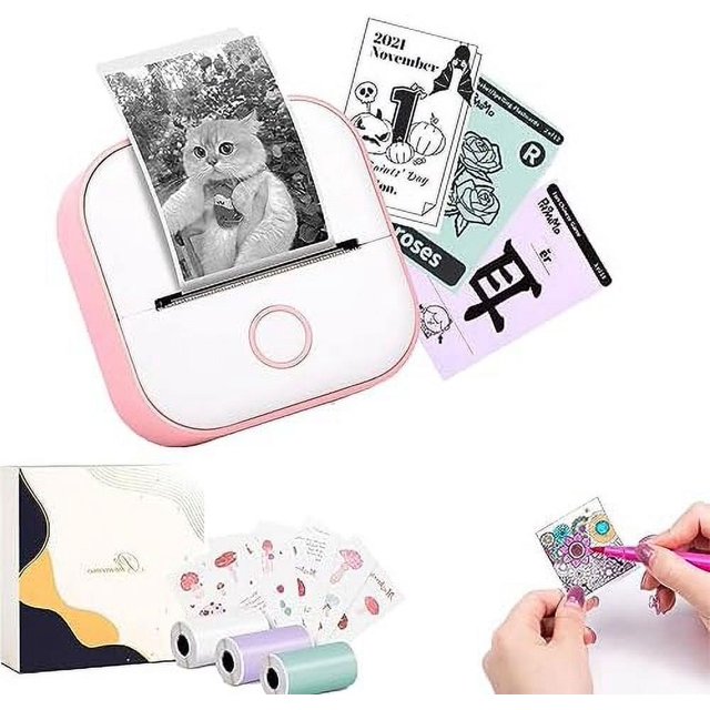 POINTERTECK Print Pod Print Pods Mini Printer Pocket Mini Printer Mini Pocket Sticker Printer Inkless Sticker Printer for DIY Scrapbook Fast Printing Portable Mini Thermal Printer (Fu