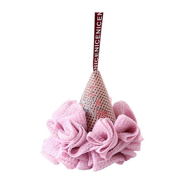 TopLLC Bath Loofah Sponge, Soft Mesh Exfoliating Shower Pouf Balls with Hanging Rope, Deep Cleaning Body Scrubber Sponge Cute Design Fine Foaming Body Wash Puff Bathing Accessories for Men and Women