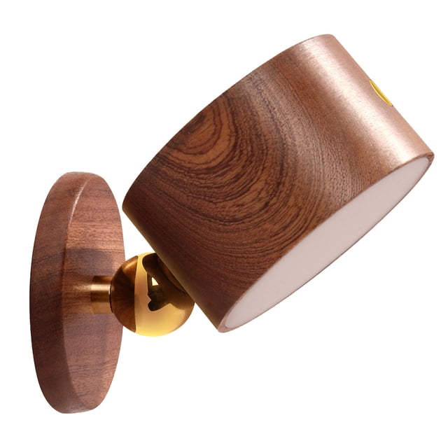 Meitianfacai Wooden Magnetic Rotatable LED Wall Sconce USB Rechargeable Battery Operated