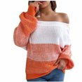 thumbnail image 3 of Sentmoon Womens Pullover Sweaters Crew Neck Long Sleeve Color Block Womens Sweater Knitted Breathable Loose Lightweight Tops & Blouses Trendy Fall and Winter for Holiday Party Knitwear, 3 of 8