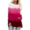 thumbnail image 2 of Wiyuqeen T-Shirts à Manches Raglan Longues pour Femmes Chic Décontracté Col Rond Chandail Doux Tendance Couleur Dégradée Chandails à Manches Longues Automne Amples Fluides Longues Tuniques, 2 of 5