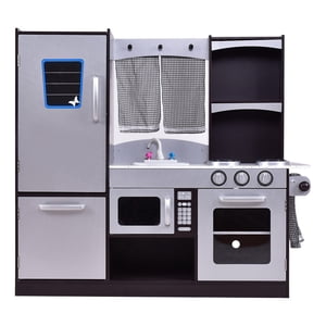 Gymax Enfants Cuisson Pretend Jouet en bois Kit de cuisine Ensemble de jeux pour enfants Vintage