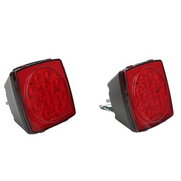 Lumière Carrée à DEL pour Remorque, Feu de Frein Arrière de Remorque en Plastique Haute Sécurité 12 V 2 Pcs Super Luminosité Économie d'Énergie pour Campeurs Bateaux Motoneiges