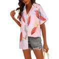 thumbnail image 3 of Innerwin Shirts Short Sleeve Ladies Blouse Holiday Lapel Neck Elegant Tops Figure 6 S, 3 of 7