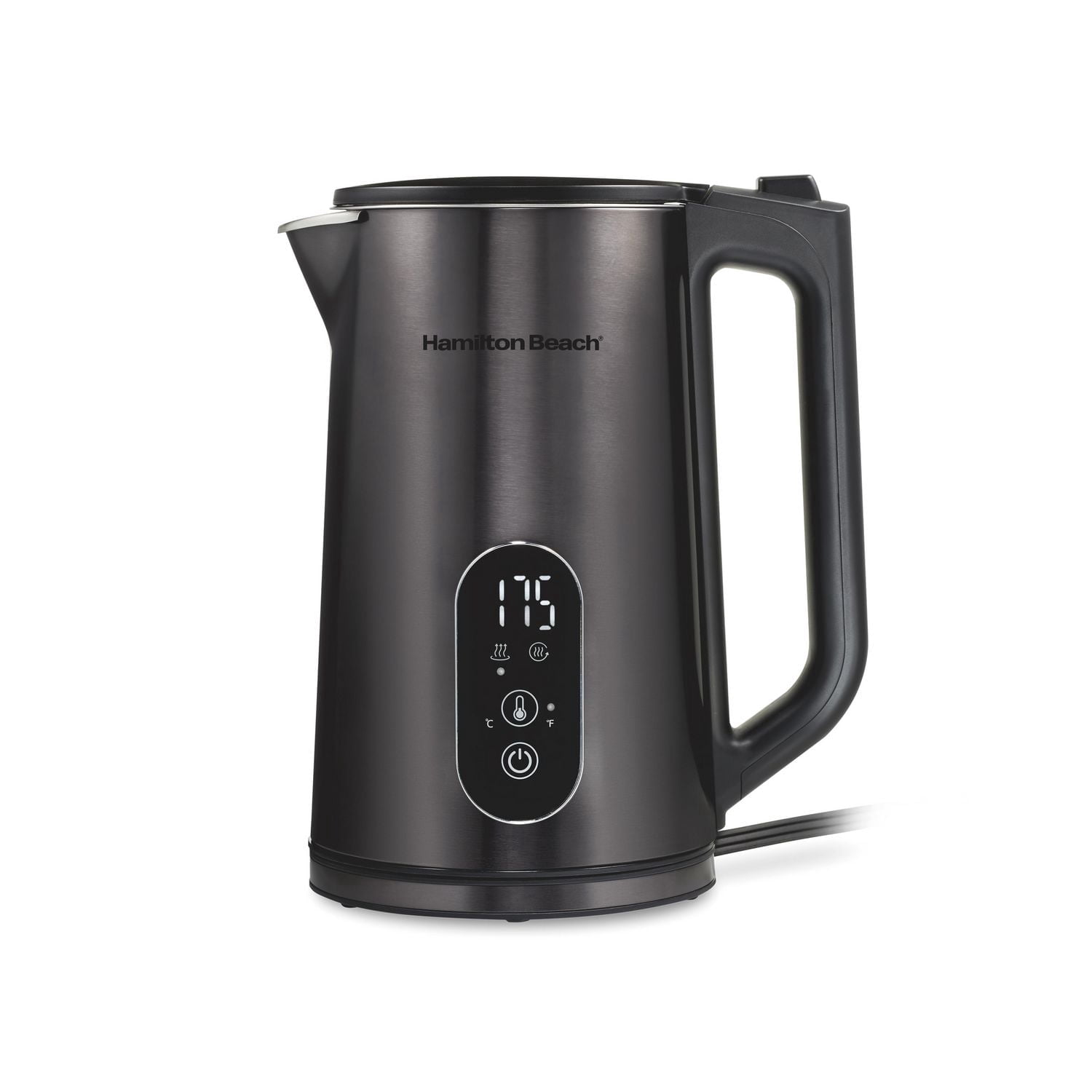 Hamilton Beach Digital Temperature-Control Electric Kettle, Double-Wall Stainless Steel, 1.7L, 1500 Watts, Black, 40851