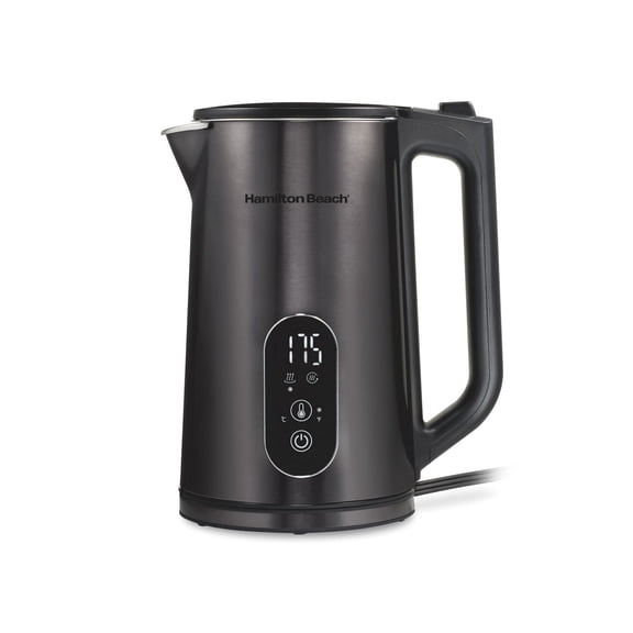Bouilloire électrique Hamilton Beach à contrôle numérique de température, double paroi en acier inoxydable, 1,7 L, 1500 watts, noire, 40851